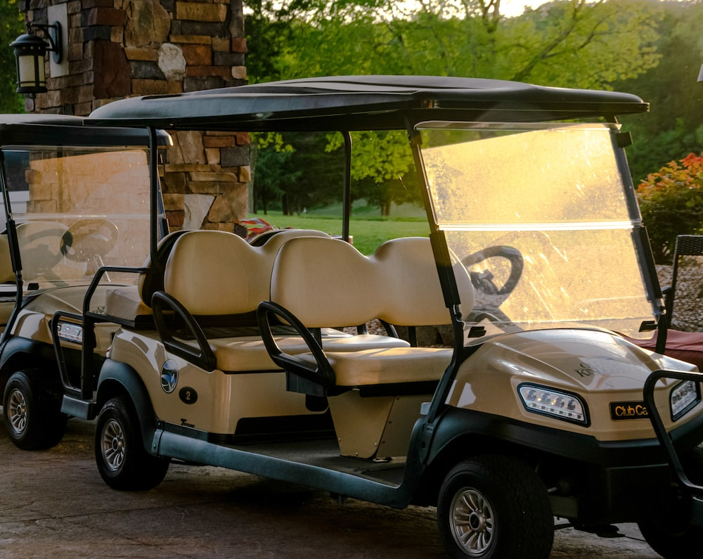 two empty golf carts.